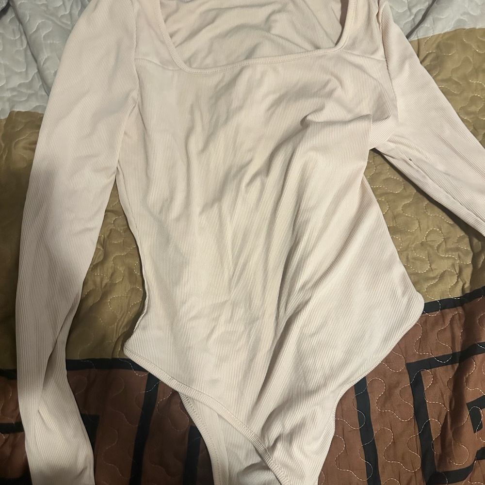 SHEIN Asymmetrical Tan Long Sleeve Bodysuit